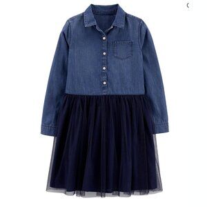 OshKosh Mixed Tulle Denim Girls Dress